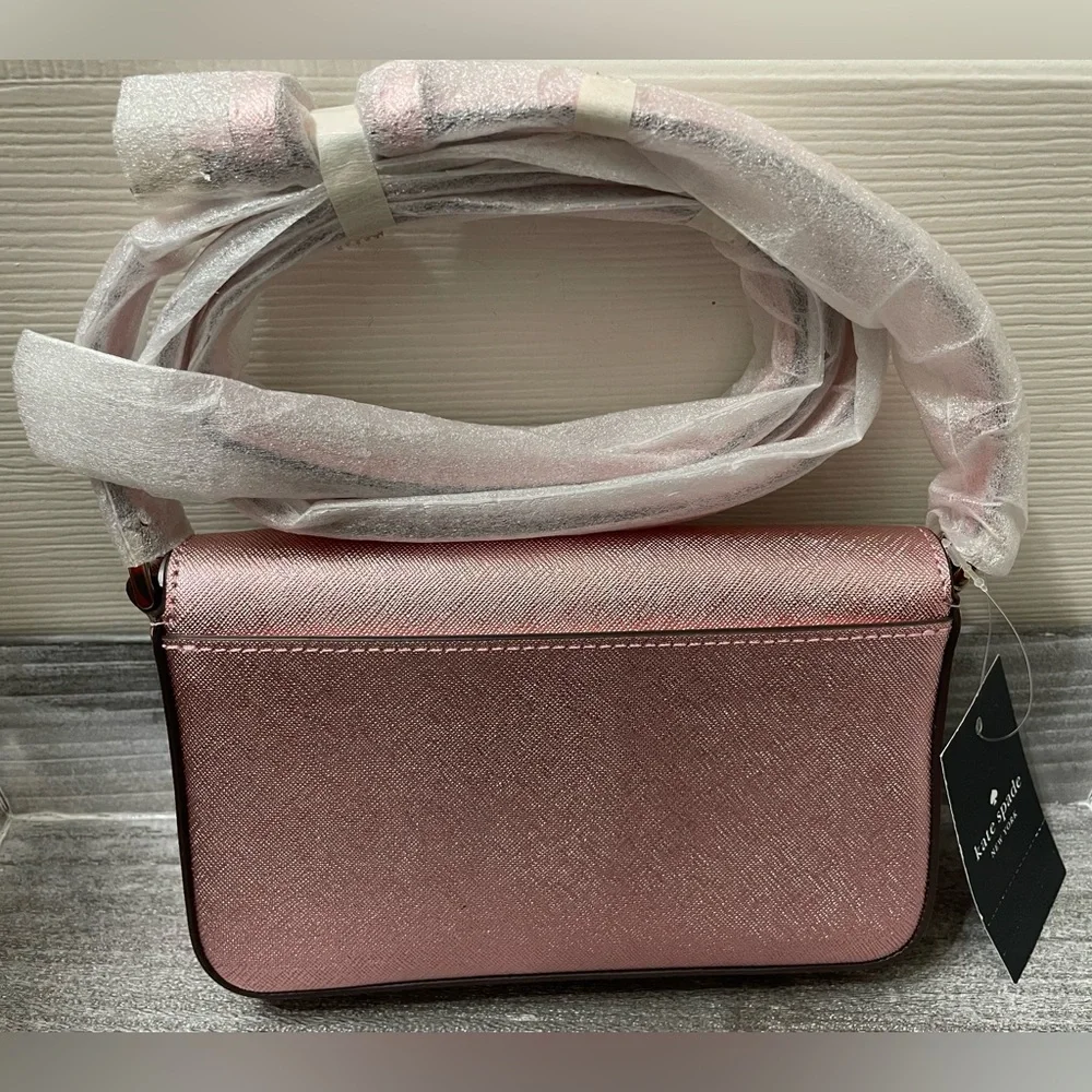 Kate Spade NWT Metallic Pink Glitter Duo Crossbody Bag Purse and Cardholder - Picture 6 of 14